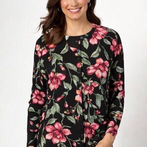 Karen Scott Jersey Cardigan – Floral Print – Size Small – NWT